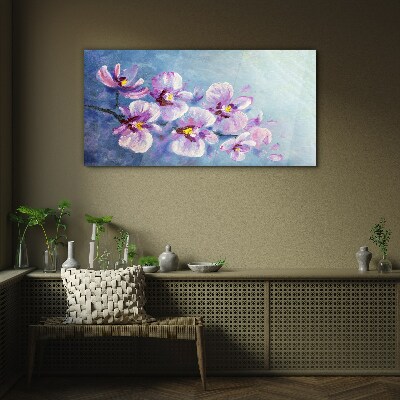 Glasbild Orchideen in Pastelltönen