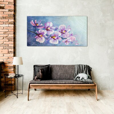 Glasbild Orchideen in Pastelltönen