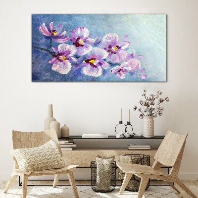 Glasbild Orchideen in Pastelltönen