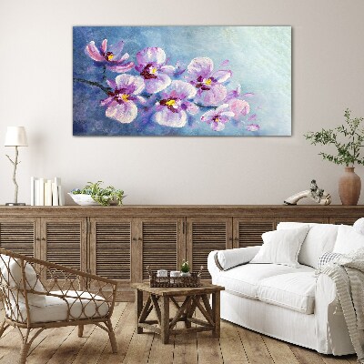 Glasbild Orchideen in Pastelltönen