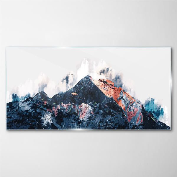 Glasbild Bergpanorama in abstrakter Form