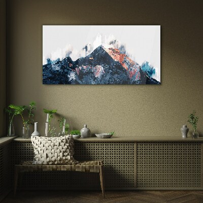 Glasbild Bergpanorama in abstrakter Form