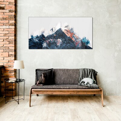 Glasbild Bergpanorama in abstrakter Form