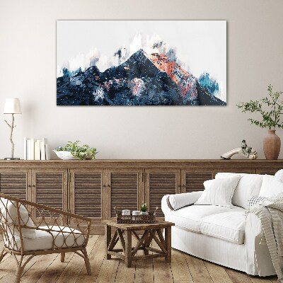 Glasbild Bergpanorama in abstrakter Form