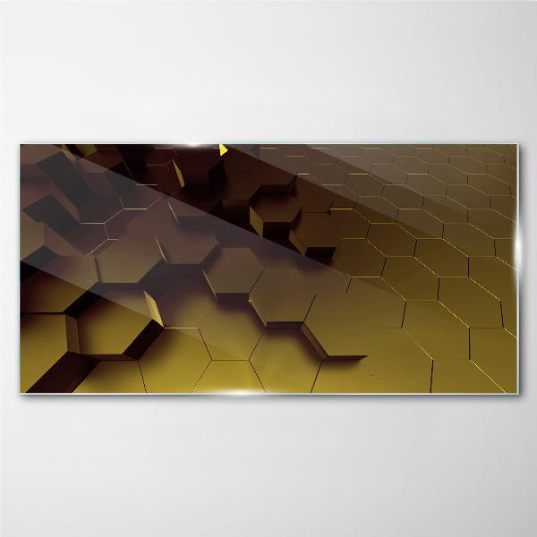 Glasbild Goldene Sechsecke