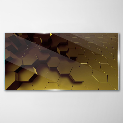 Glasbild Goldene Sechsecke
