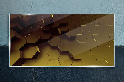 Glasbild Goldene Sechsecke