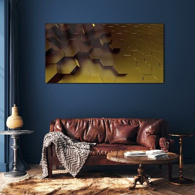 Glasbild Goldene Sechsecke