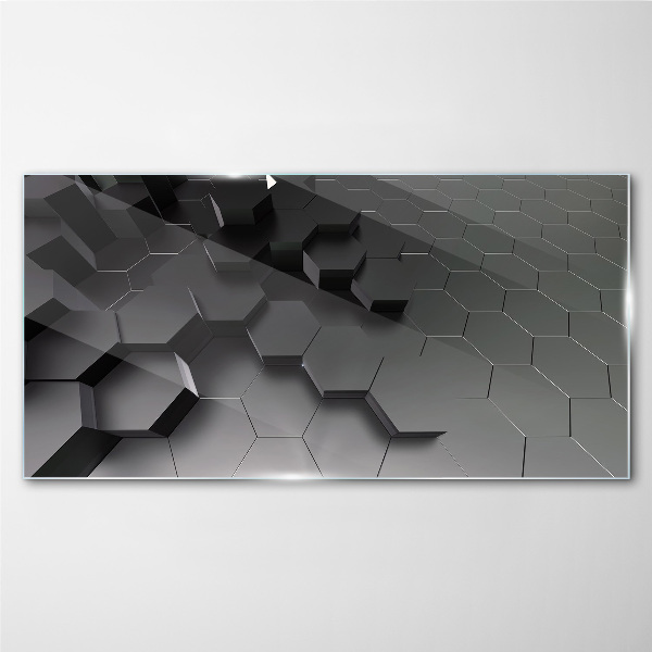 Glasbild Geometrische Strukturen in Grautönen