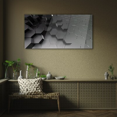 Glasbild Geometrische Strukturen in Grautönen