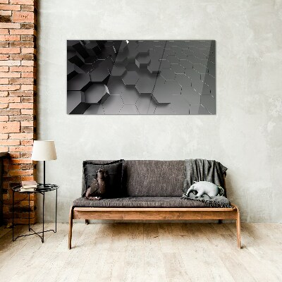 Glasbild Geometrische Strukturen in Grautönen
