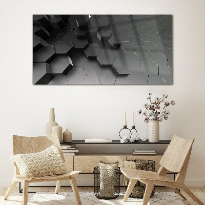 Glasbild Geometrische Strukturen in Grautönen