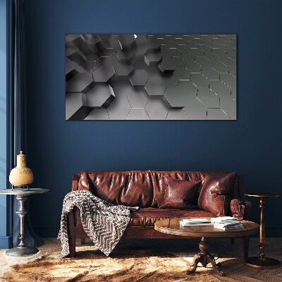 Glasbild Geometrische Strukturen in Grautönen
