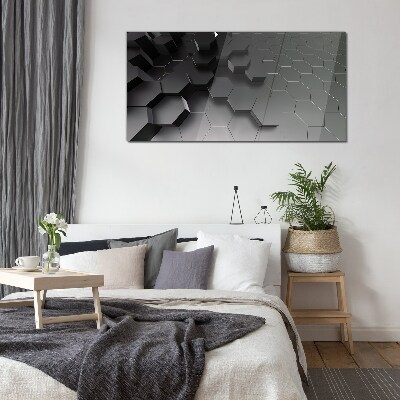 Glasbild Geometrische Strukturen in Grautönen