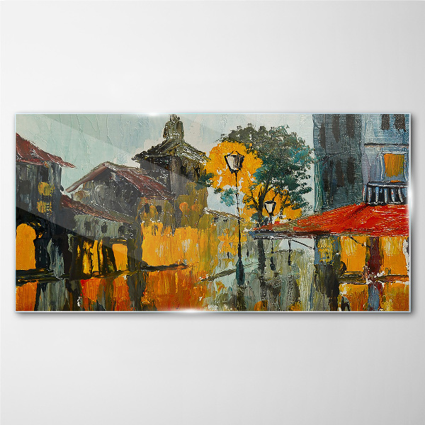 Glasbild Die goldene Spiegelung der Stadtlandschaft