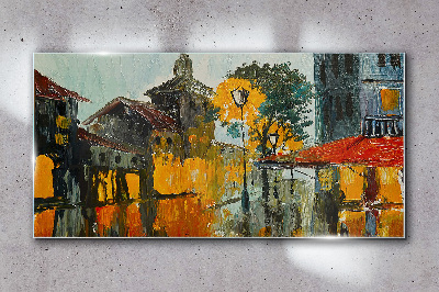 Glasbild Die goldene Spiegelung der Stadtlandschaft