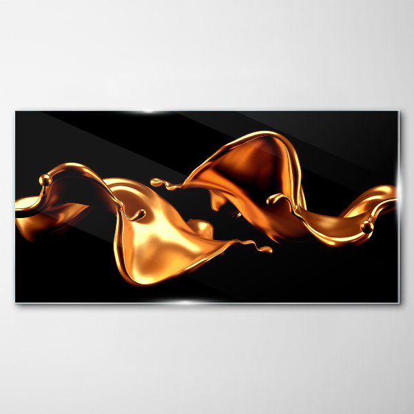 Glasbild Goldene Wellen aus fließender Substanz