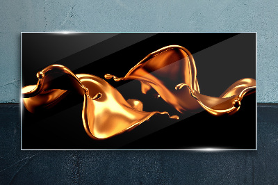 Glasbild Goldene Wellen aus fließender Substanz