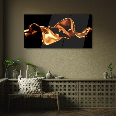 Glasbild Goldene Wellen aus fließender Substanz