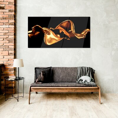 Glasbild Goldene Wellen aus fließender Substanz