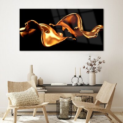 Glasbild Goldene Wellen aus fließender Substanz