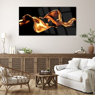 Glasbild Goldene Wellen aus fließender Substanz