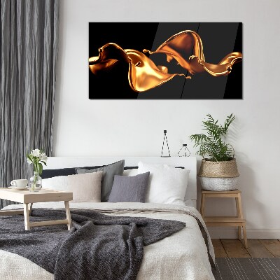 Glasbild Goldene Wellen aus fließender Substanz