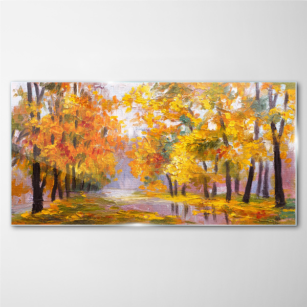Glasbild Goldener Herbst im Park