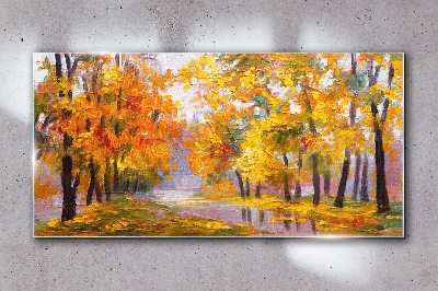 Glasbild Goldener Herbst im Park