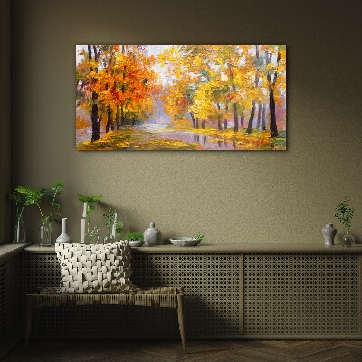 Glasbild Goldener Herbst im Park