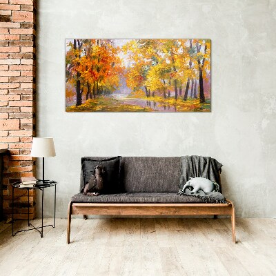 Glasbild Goldener Herbst im Park