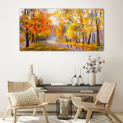 Glasbild Goldener Herbst im Park