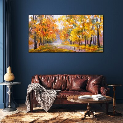 Glasbild Goldener Herbst im Park