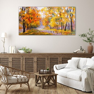 Glasbild Goldener Herbst im Park