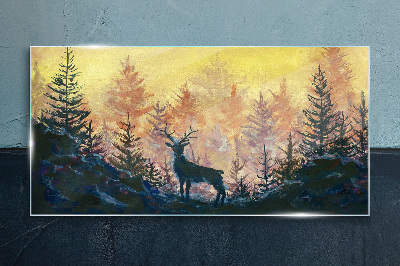Foto auf glas Goldener Morgen im Wald