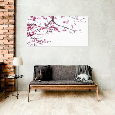 Glasbild Blumenharmonie in Rosa