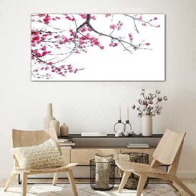 Glasbild Blumenharmonie in Rosa