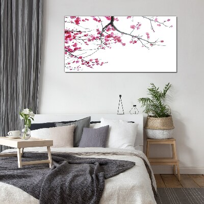 Glasbild Blumenharmonie in Rosa