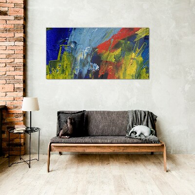 Glasbild Dynamische Farben in einer abstrakten Landschaft