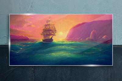 Glasbild Sonnenuntergang über dem Meer