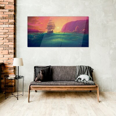 Glasbild Sonnenuntergang über dem Meer