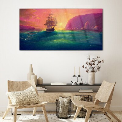 Glasbild Sonnenuntergang über dem Meer
