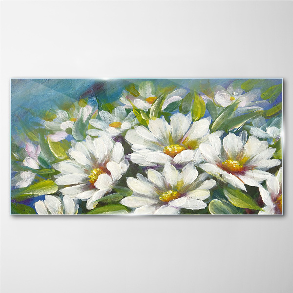 Glasbild Blumen-Charme in Blau
