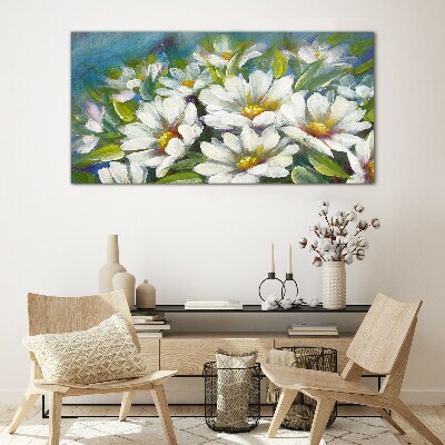 Glasbild Blumen-Charme in Blau