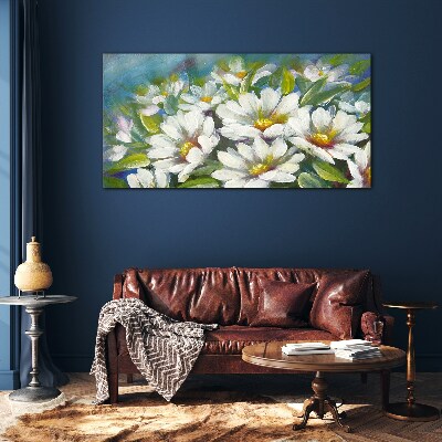 Glasbild Blumen-Charme in Blau
