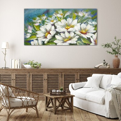 Glasbild Blumen-Charme in Blau