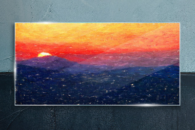 Bild auf glas drucken Sonnenuntergang über einer Berglandschaft