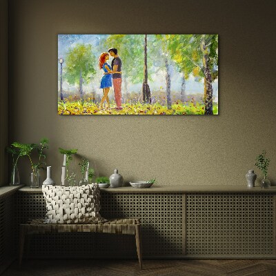 Glasbild Liebe im Grünen