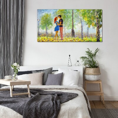 Glasbild Liebe im Grünen