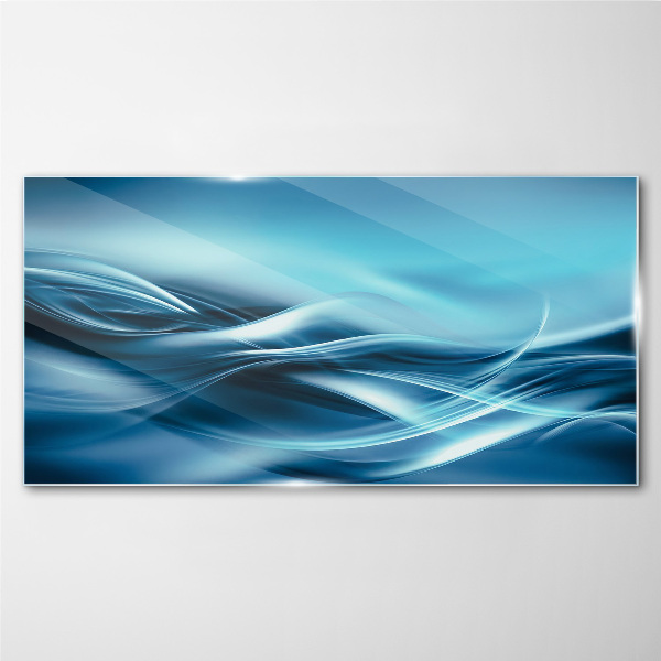 Glasbild Wellen in Blautönen